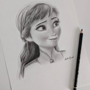 Dessin original réaliste Anna Reine des neiges