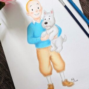 Dessin original tintin et milou